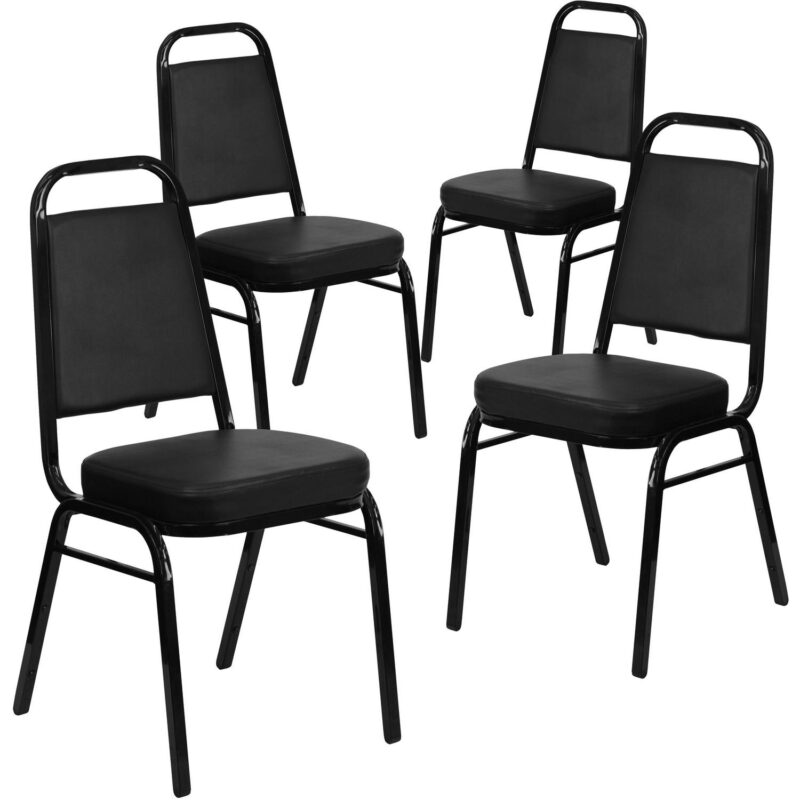 Flash Furniture 4 Modern Black Vinyl/Black Frame Vinyl Accent Chair