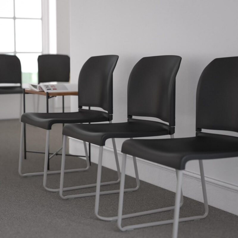Flash Furniture 5 Hercules Modern Black Plastic Accent Chair - Image 3