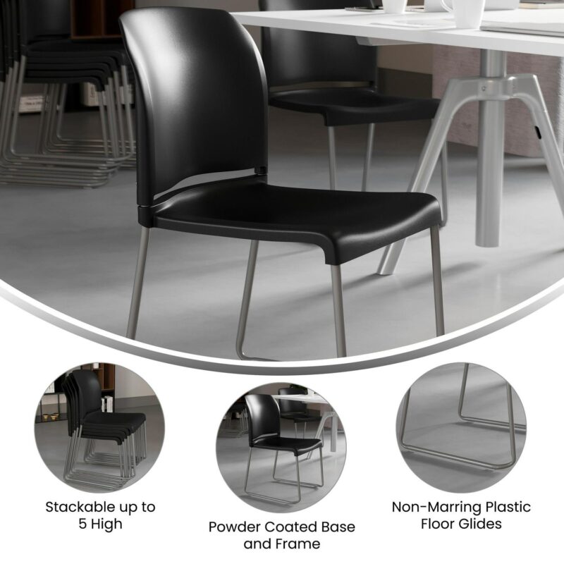 Flash Furniture 5 Hercules Modern Black Plastic Accent Chair - Image 4
