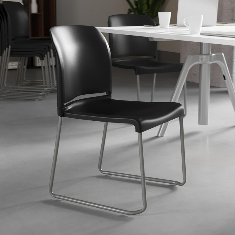 Flash Furniture 5 Hercules Modern Black Plastic Accent Chair - Image 5