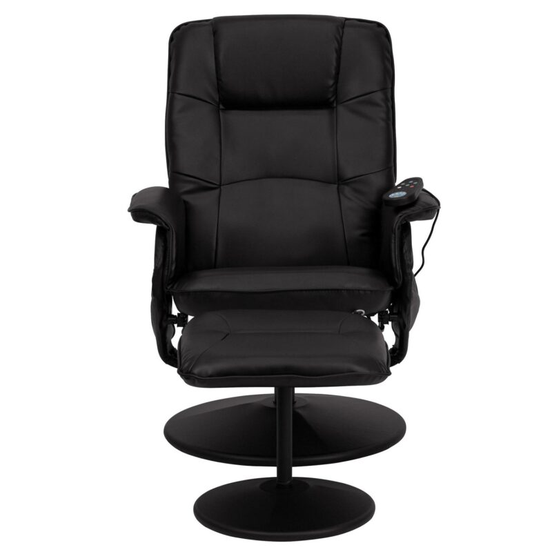 Flash Furniture Black Faux leather Upholstered Swivel Massage chair with Ottoman Set - Image 6