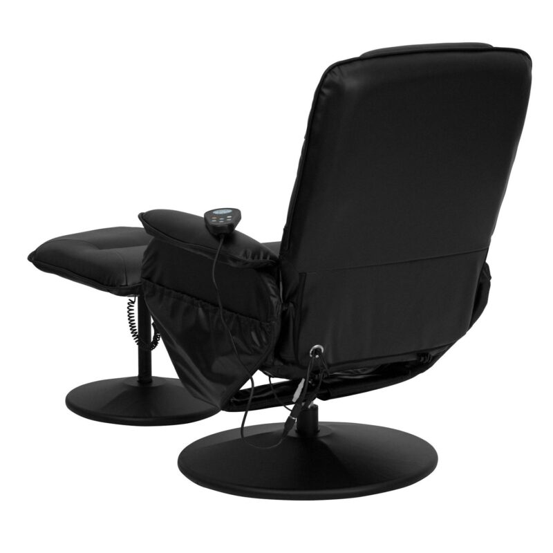 Flash Furniture Black Faux leather Upholstered Swivel Massage chair with Ottoman Set - Image 4