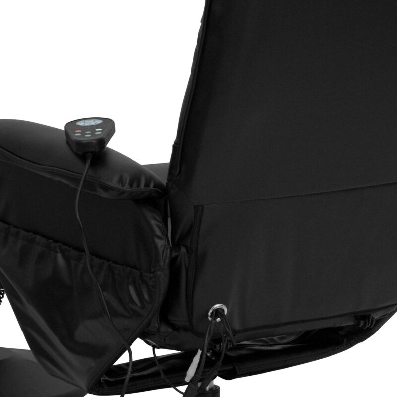Flash Furniture Black Faux leather Upholstered Swivel Massage chair with Ottoman Set - Image 9