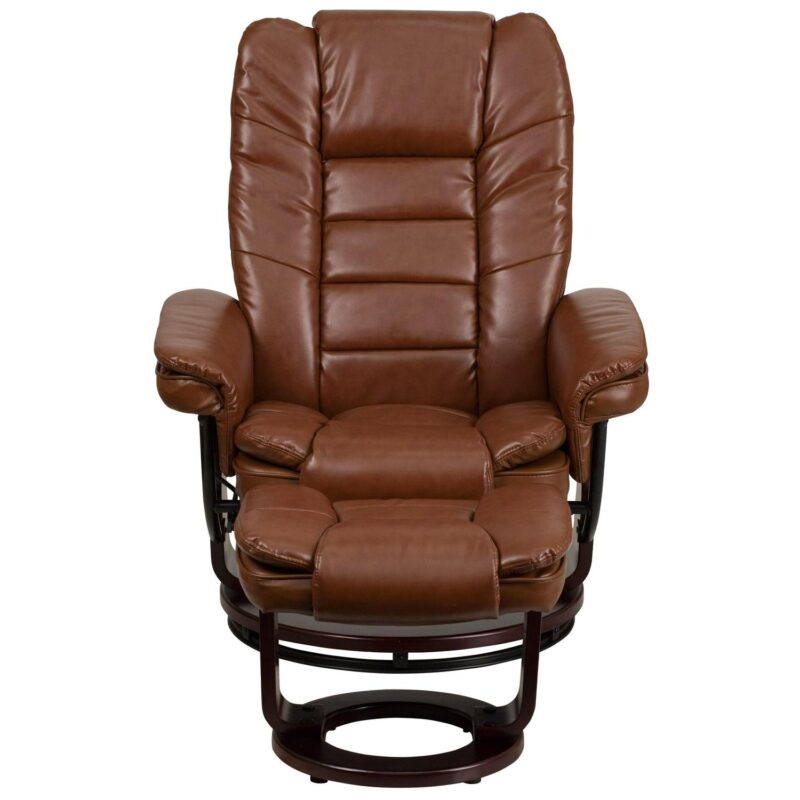Flash Furniture Brown Vintage Faux leather Upholstered Swivel Recliner with Ottoman Set - Image 7