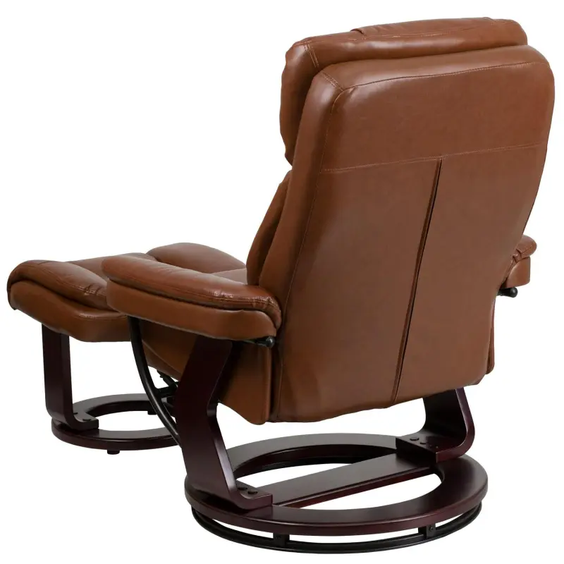 Flash Furniture Brown Vintage Faux leather Upholstered Swivel Recliner with Ottoman Set - Image 5