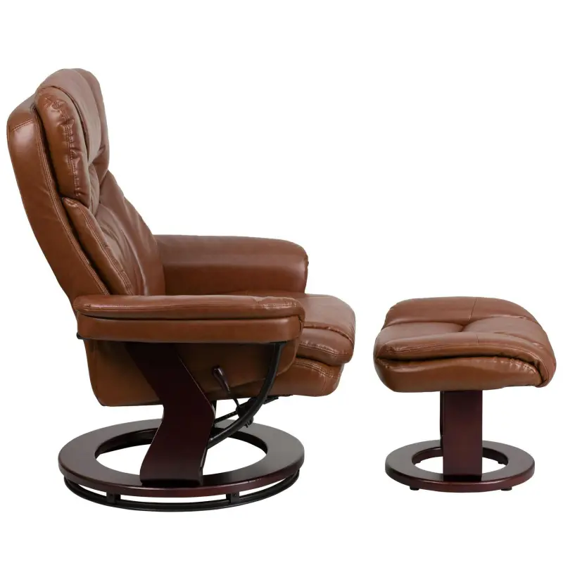 Flash Furniture Brown Vintage Faux leather Upholstered Swivel Recliner with Ottoman Set - Image 6