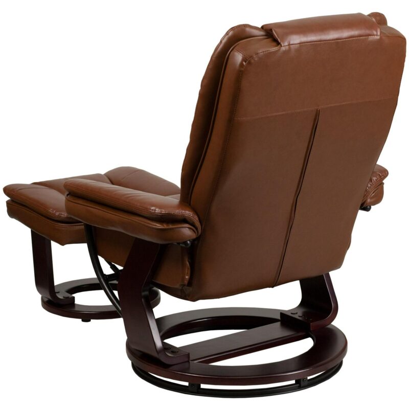 Flash Furniture Brown Vintage Faux leather Upholstered Swivel Recliner with Ottoman Set - Image 5