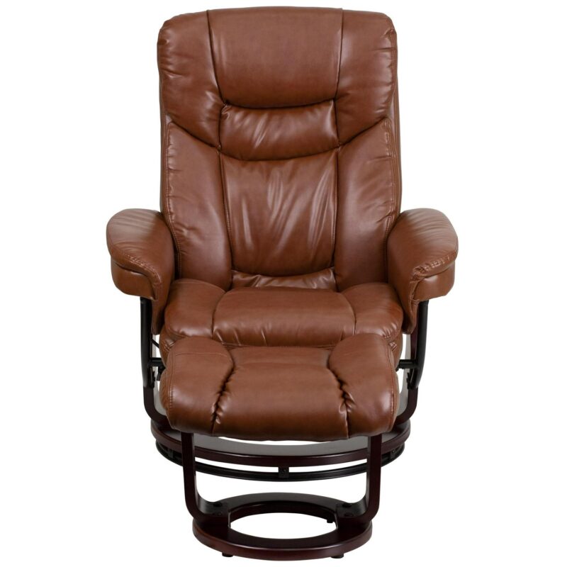 Flash Furniture Brown Vintage Faux leather Upholstered Swivel Recliner with Ottoman Set - Image 7