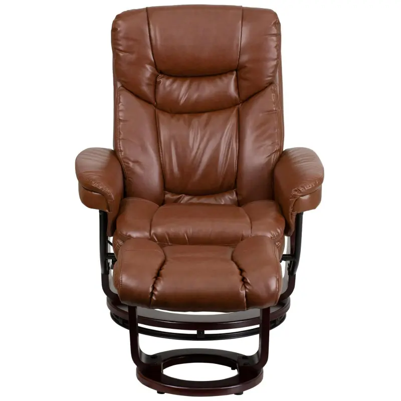 Flash Furniture Brown Vintage Faux leather Upholstered Swivel Recliner with Ottoman Set - Image 7