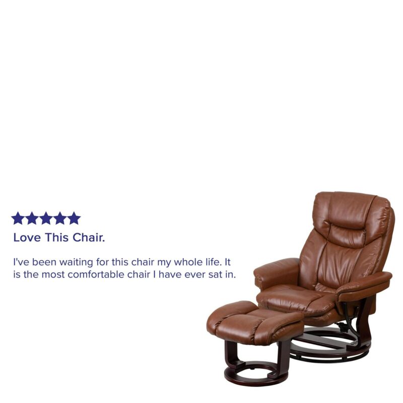 Flash Furniture Brown Vintage Faux leather Upholstered Swivel Recliner with Ottoman Set - Image 11