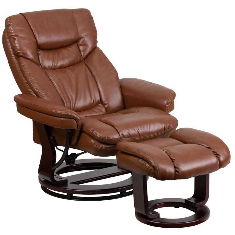 Flash Furniture Brown Vintage Faux leather Upholstered Swivel Recliner with Ottoman Set - Image 8
