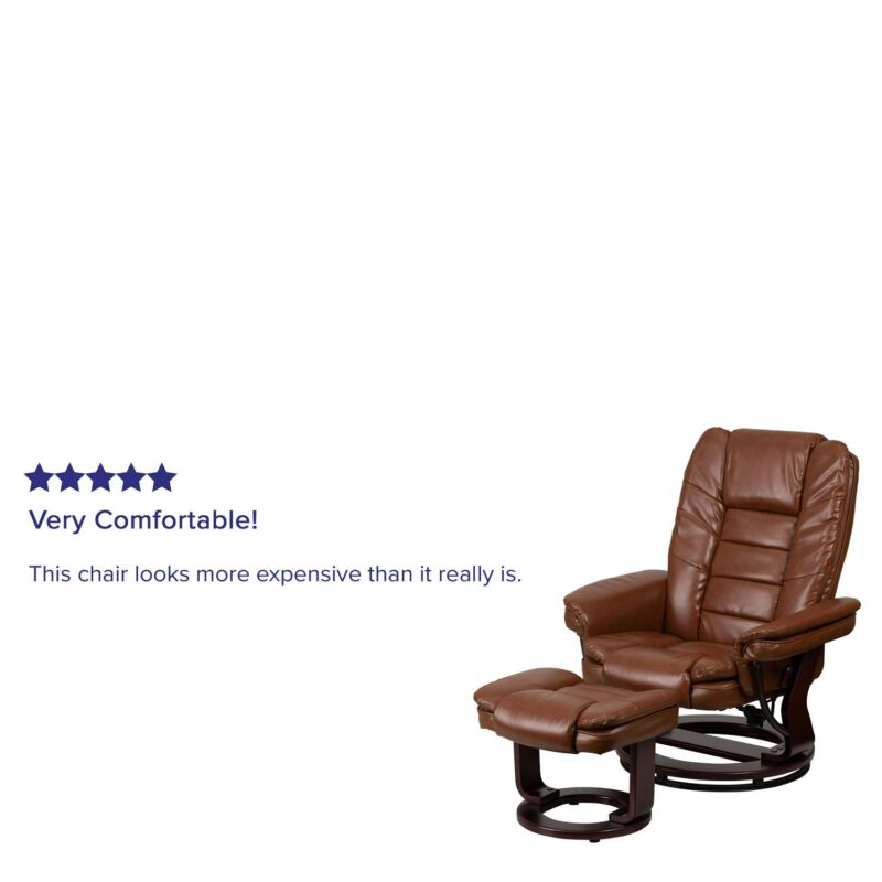 Flash Furniture Brown Vintage Faux leather Upholstered Swivel Recliner with Ottoman Set - Image 11