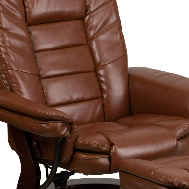 Flash Furniture Brown Vintage Faux leather Upholstered Swivel Recliner with Ottoman Set - Image 10