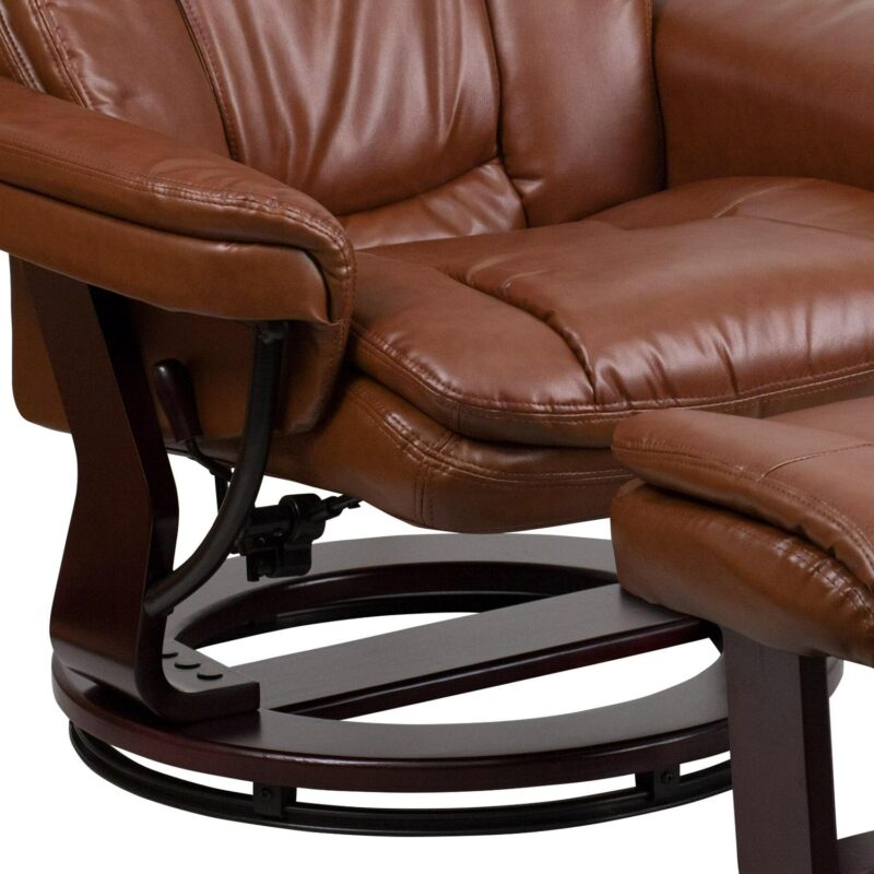 Flash Furniture Brown Vintage Faux leather Upholstered Swivel Recliner with Ottoman Set - Image 10