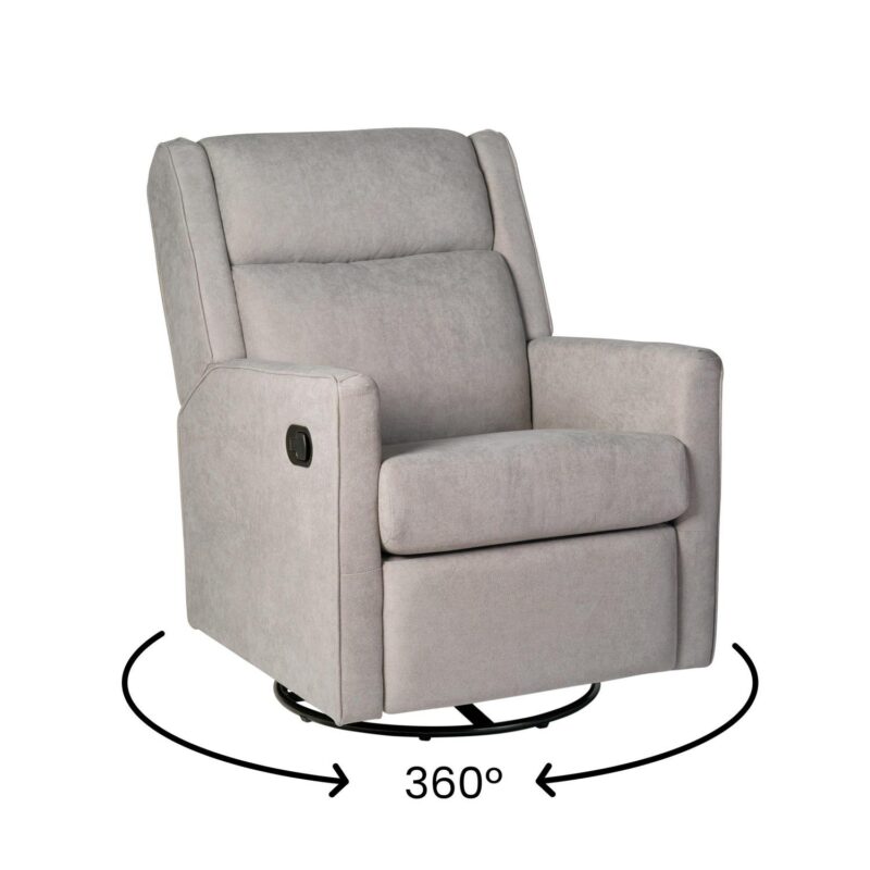 Flash Furniture Cash Light Gray Polyester Upholstered Swivel Recliner - Image 15