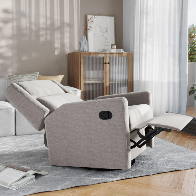 Flash Furniture Cash Light Gray Polyester Upholstered Swivel Recliner - Image 4