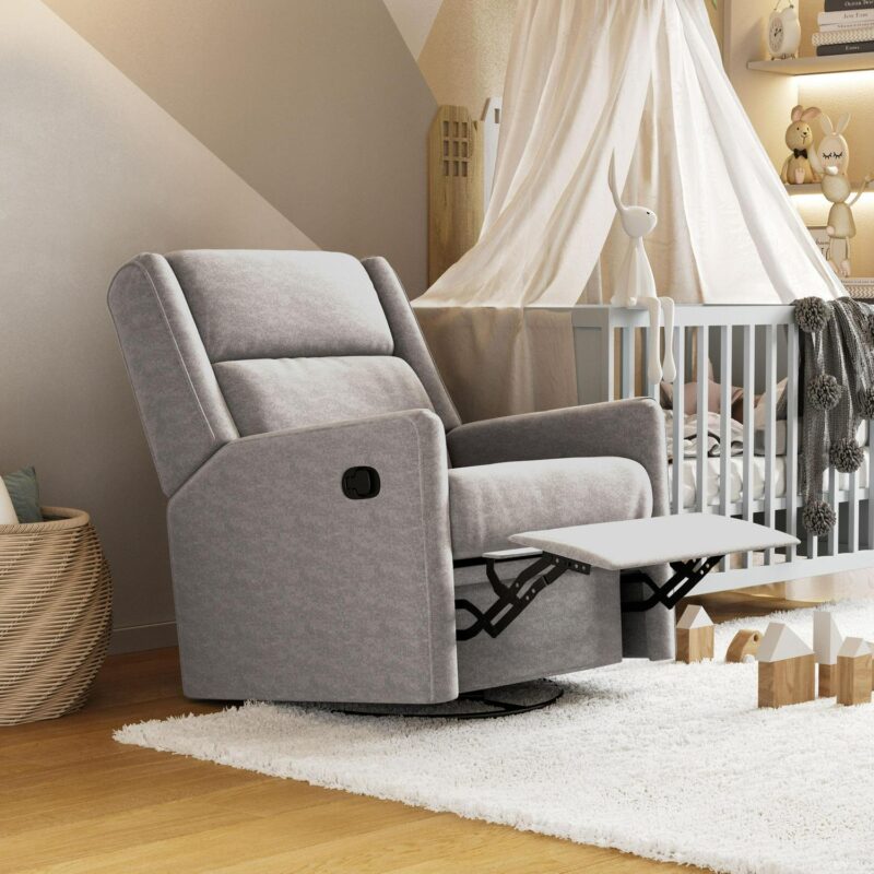 Flash Furniture Cash Light Gray Polyester Upholstered Swivel Recliner - Image 5