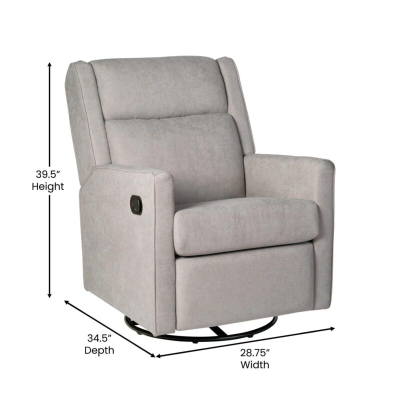 Flash Furniture Cash Light Gray Polyester Upholstered Swivel Recliner - Image 6