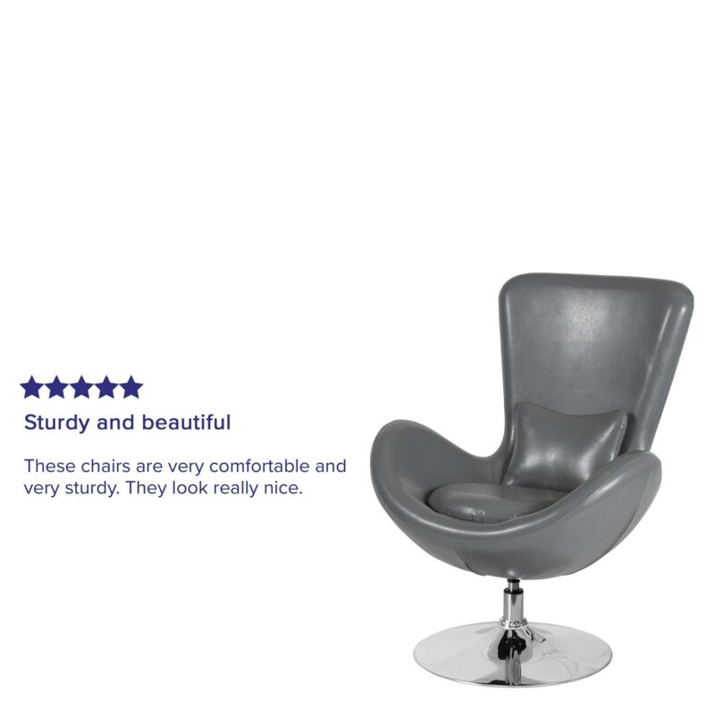 Flash Furniture Egg Modern Gray Leather Faux leather Swivel Accent Chair - Image 11