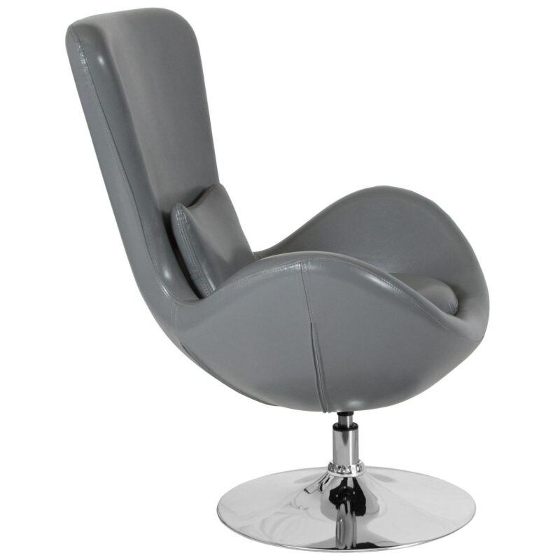 Flash Furniture Egg Modern Gray Leather Faux leather Swivel Accent Chair - Image 7