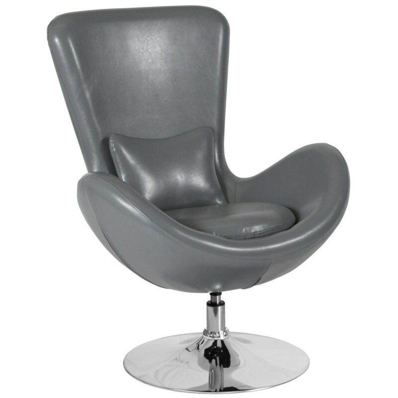 Flash Furniture Egg Modern Gray Leather Faux leather Swivel Accent Chair