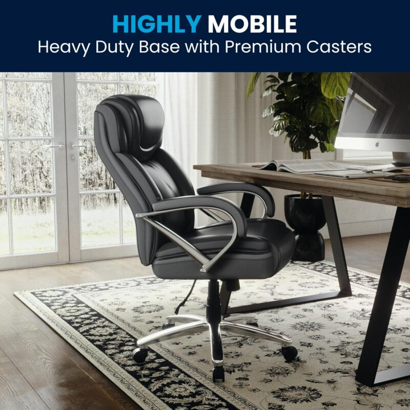 Flash Furniture HERCULES Black Contemporary Adjustable Height Swivel Faux Leather Desk Chair - Image 5