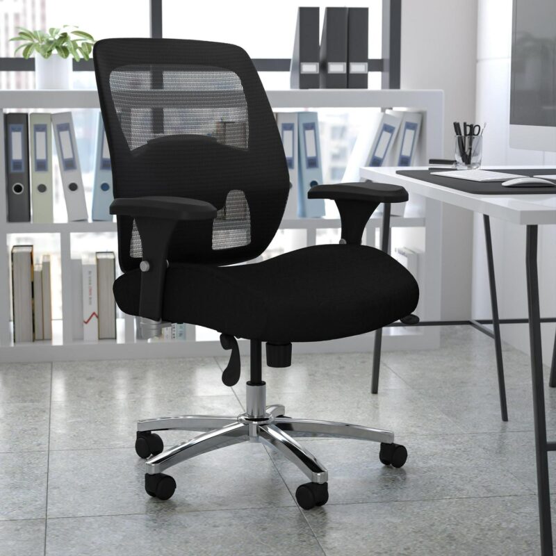 Flash Furniture HERCULES Black Contemporary Adjustable Height Swivel Fabric Desk Chair - Image 3
