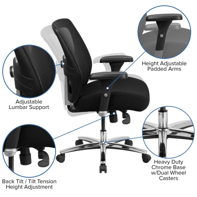 Flash Furniture HERCULES Black Contemporary Adjustable Height Swivel Fabric Desk Chair - Image 7