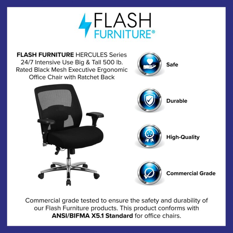 Flash Furniture HERCULES Black Contemporary Adjustable Height Swivel Fabric Desk Chair - Image 5