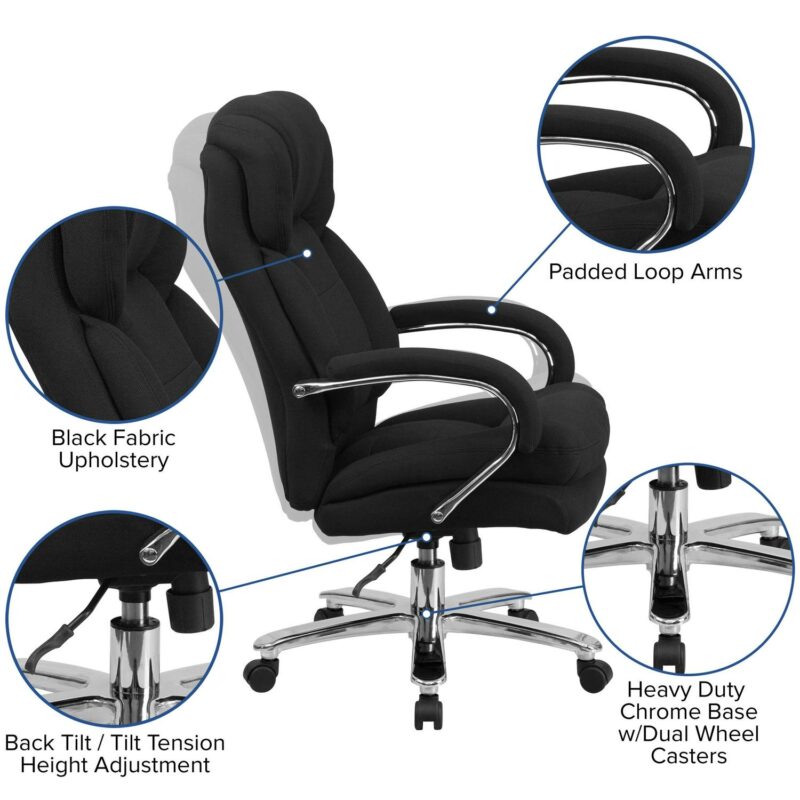Flash Furniture HERCULES Black Fabric Contemporary Adjustable Height Swivel Fabric Desk Chair - Image 7