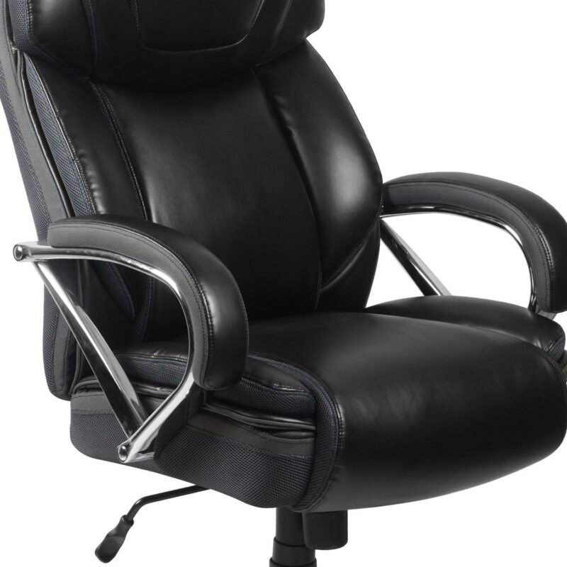 Flash Furniture HERCULES Black Contemporary Adjustable Height Swivel Faux Leather Desk Chair - Image 16