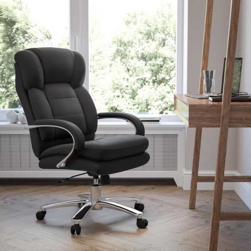 Flash Furniture HERCULES Black Fabric Contemporary Adjustable Height Swivel Fabric Desk Chair - Image 3