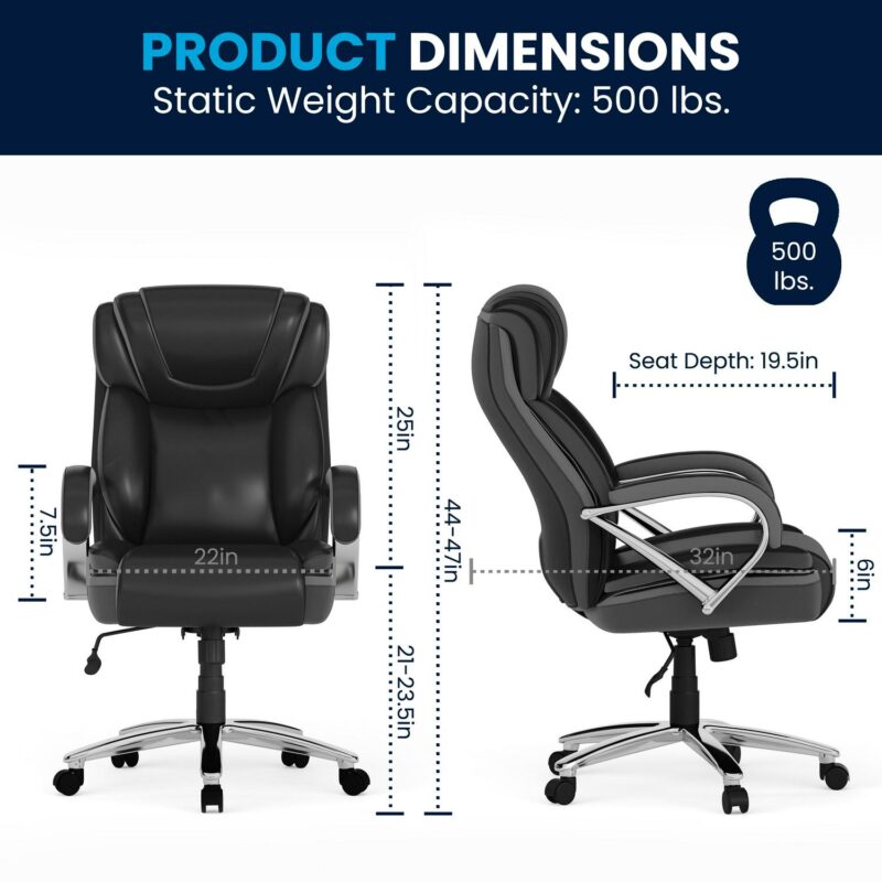 Flash Furniture HERCULES Black Contemporary Adjustable Height Swivel Faux Leather Desk Chair - Image 10