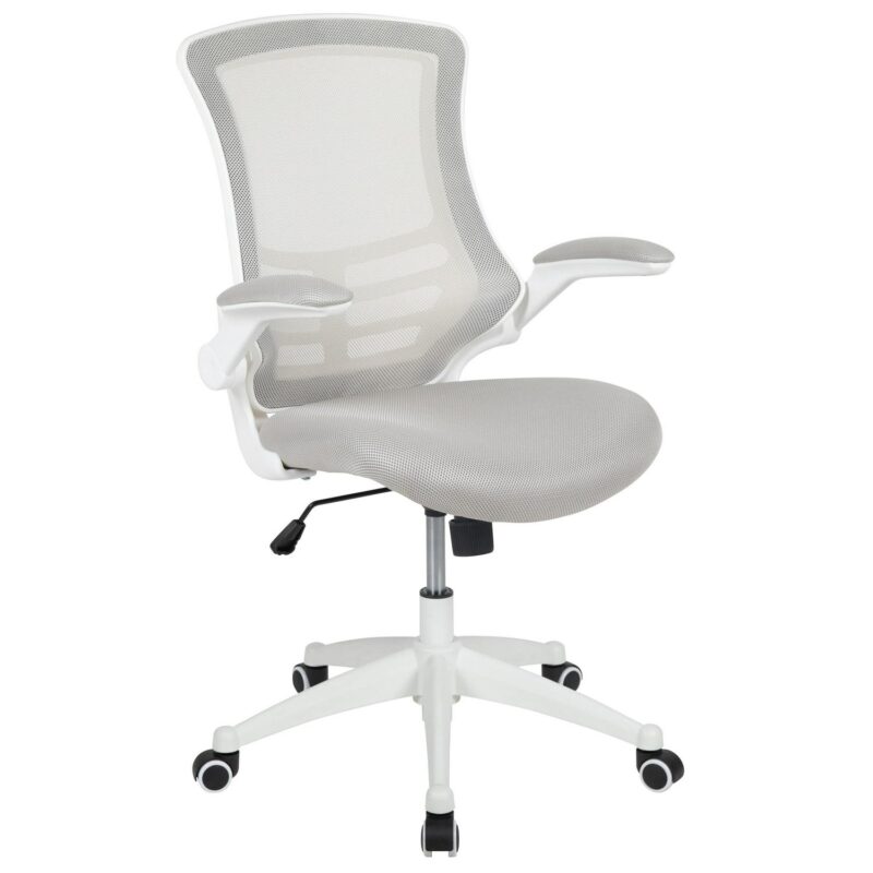 Flash Furniture Kelista Light Gray Mesh/White Frame Contemporary Adjustable Height Swivel Mesh Task Chair