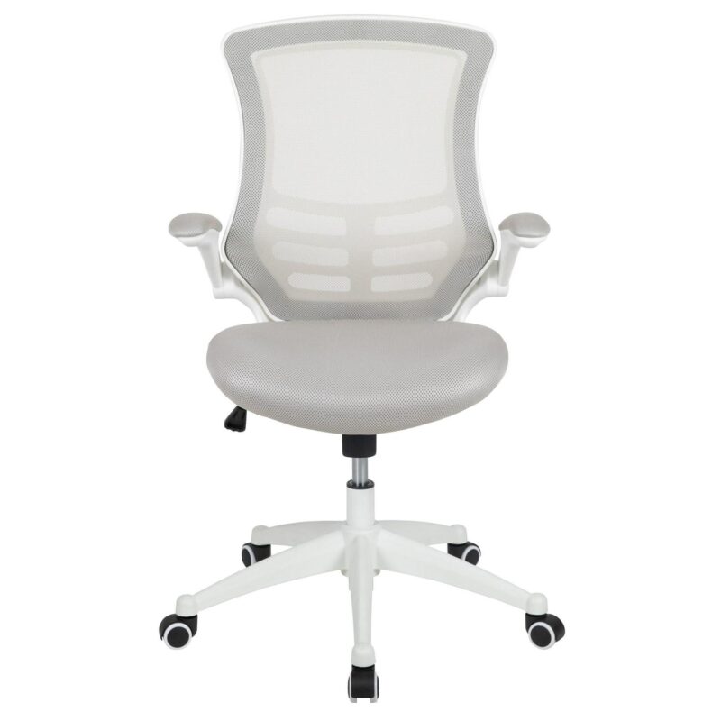Flash Furniture Kelista Light Gray Mesh/White Frame Contemporary Adjustable Height Swivel Mesh Task Chair - Image 2