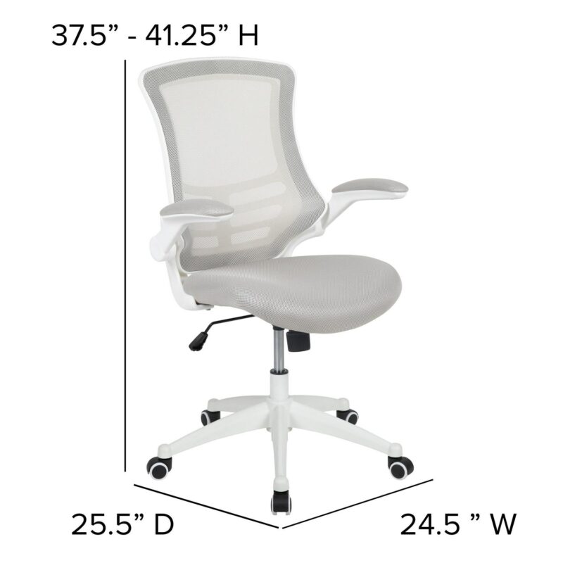 Flash Furniture Kelista Light Gray Mesh/White Frame Contemporary Adjustable Height Swivel Mesh Task Chair - Image 8