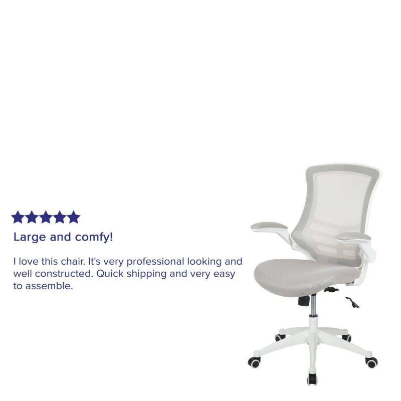 Flash Furniture Kelista Light Gray Mesh/White Frame Contemporary Adjustable Height Swivel Mesh Task Chair - Image 6