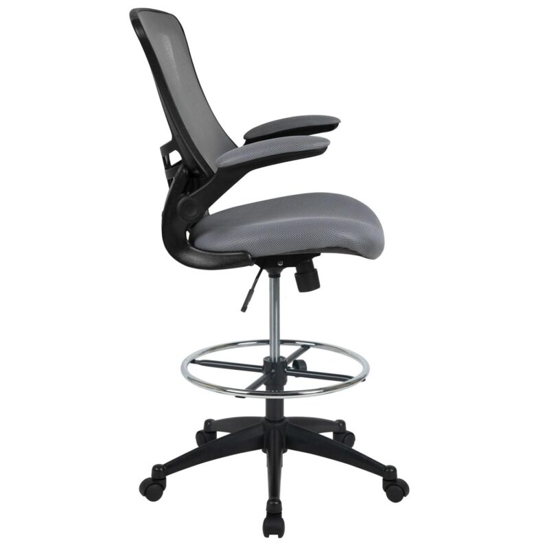 Flash Furniture Kelista Dark Gray Mesh/Black Frame Contemporary Adjustable Height Swivel Mesh Drafting Chair - Image 13