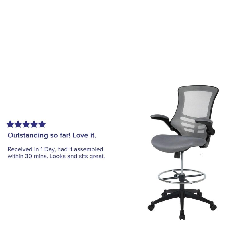 Flash Furniture Kelista Dark Gray Mesh/Black Frame Contemporary Adjustable Height Swivel Mesh Drafting Chair - Image 5