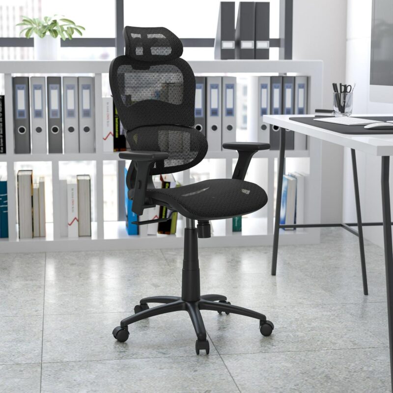 Flash Furniture LO Black Contemporary Adjustable Height Swivel Mesh Desk Chair - Image 3