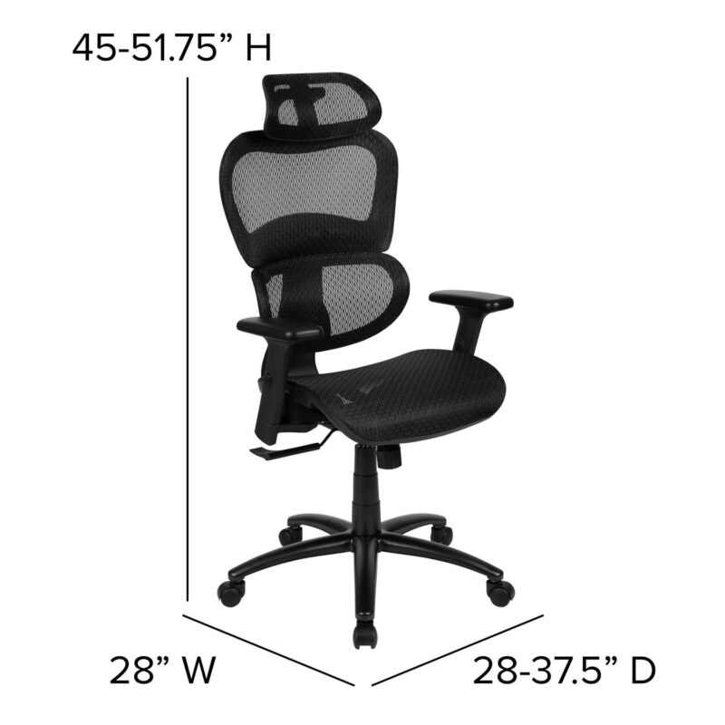 Flash Furniture LO Black Contemporary Adjustable Height Swivel Mesh Desk Chair - Image 7