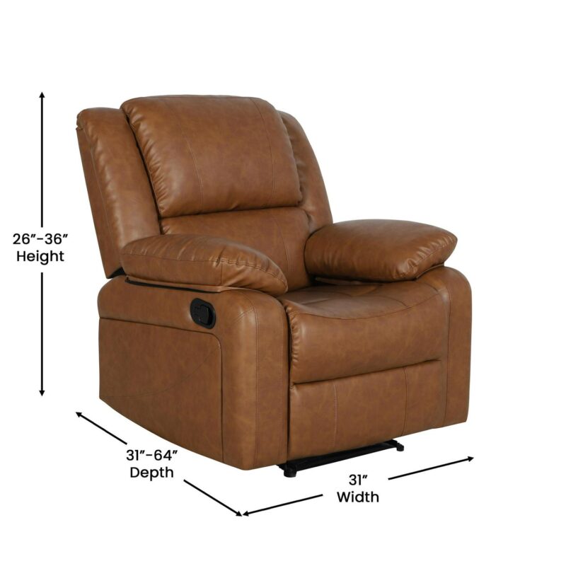 Flash Furniture Marius Cognac LeatherSoft Faux leather Upholstered Recliner - Image 6