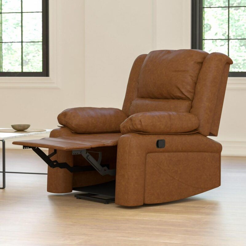 Flash Furniture Marius Cognac LeatherSoft Faux leather Upholstered Recliner - Image 4