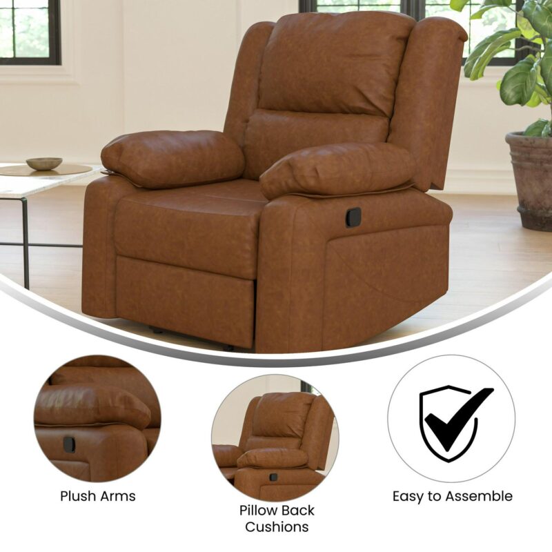 Flash Furniture Marius Cognac LeatherSoft Faux leather Upholstered Recliner - Image 3