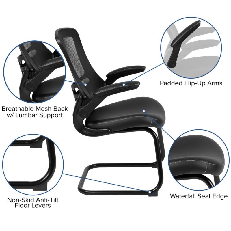 Flash Furniture Modern Black LeatherSoft Mesh Accent Chair - Image 2