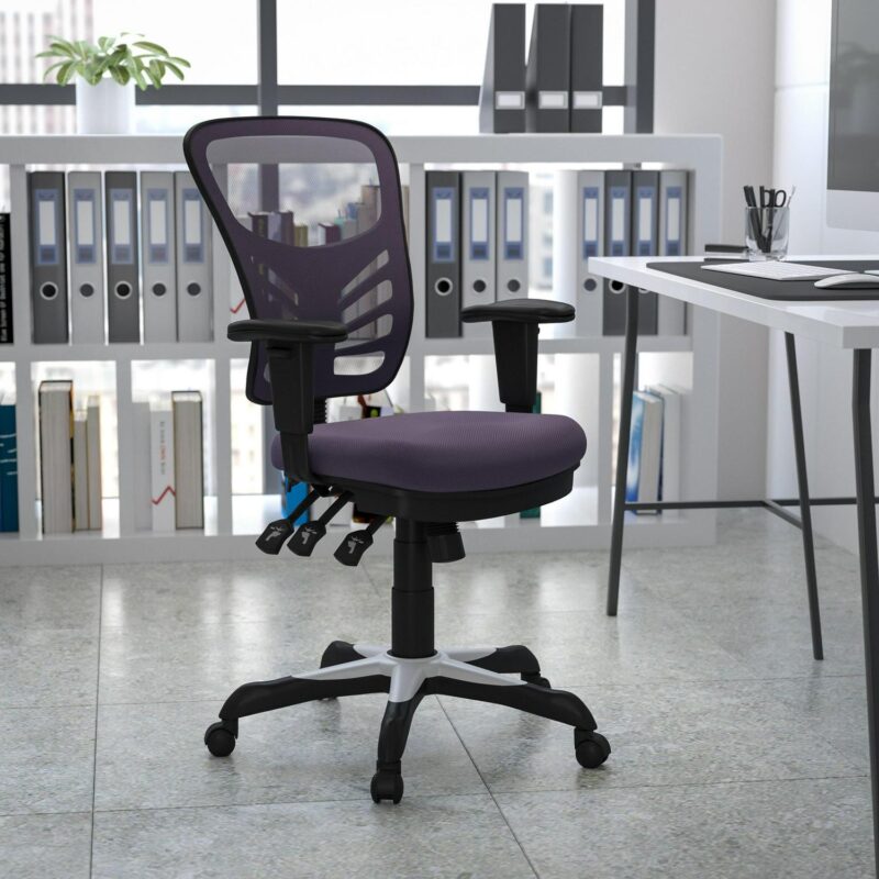 Flash Furniture Nicholas Dark Gray/Black Frame Contemporary Adjustable Height Swivel Mesh Executive Chair - Image 3