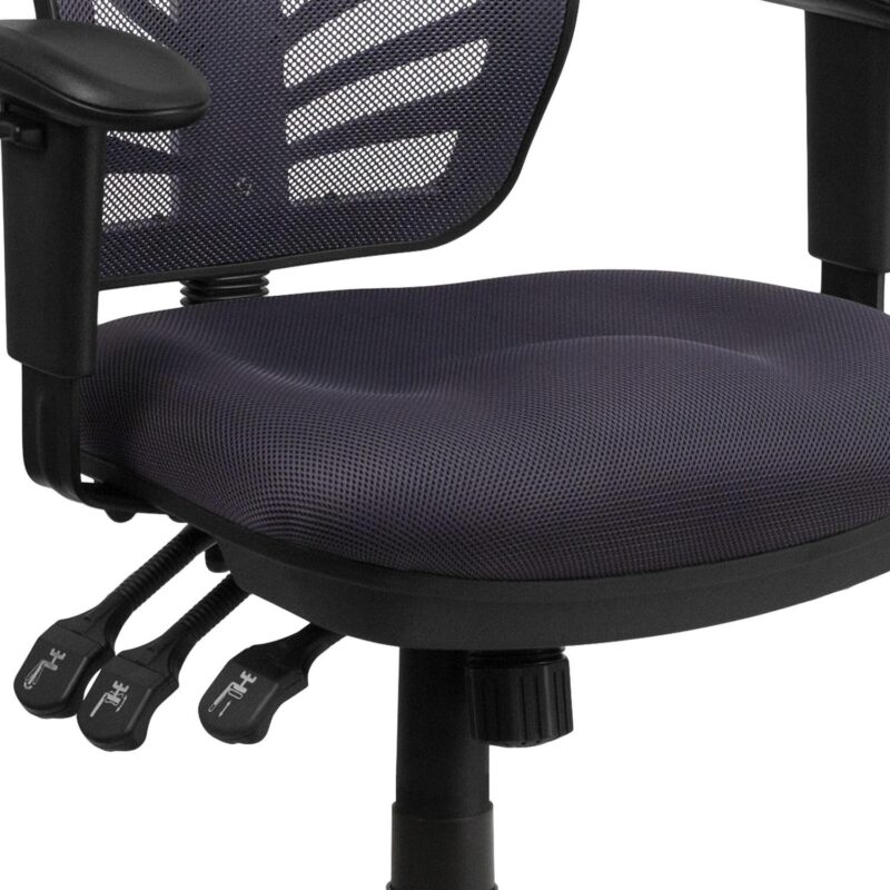 Flash Furniture Nicholas Dark Gray/Black Frame Contemporary Adjustable Height Swivel Mesh Executive Chair - Image 12