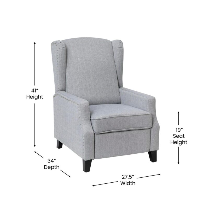 Flash Furniture Prescott Gray Polyester Upholstered Recliner - Image 4
