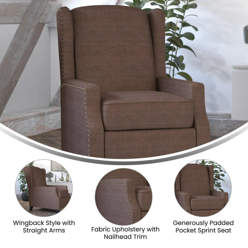Flash Furniture Prescott Brown Polyester Upholstered Recliner - Image 3