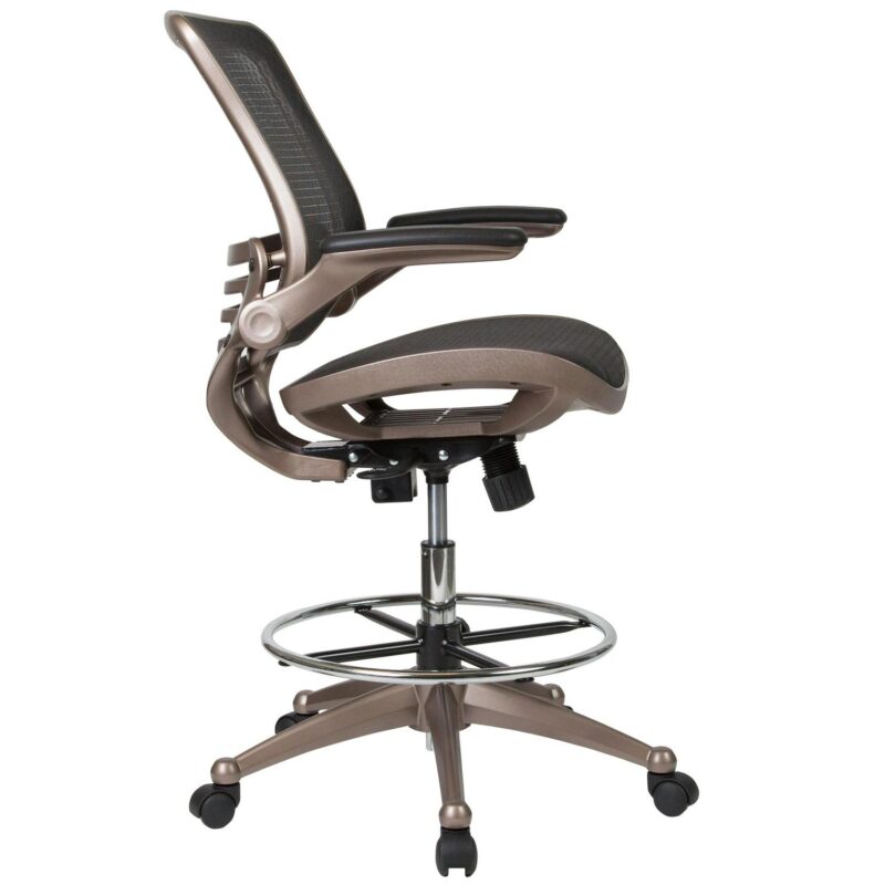Flash Furniture Waylon Black Mesh/Gold Frame Contemporary Adjustable Height Swivel Mesh Drafting Chair - Image 10
